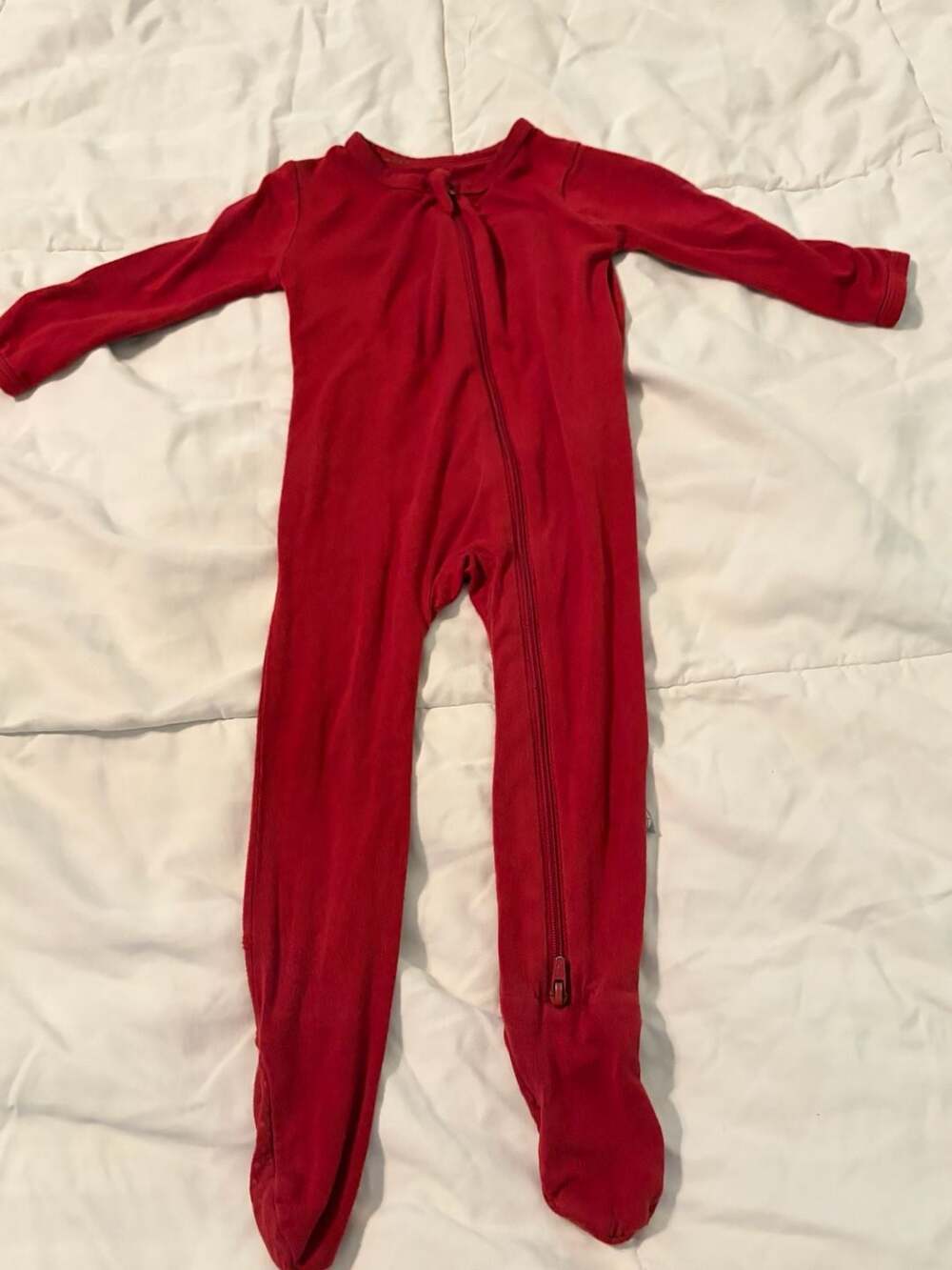 Kyte Baby Red Rayon from Bamboo Zipper Footie with Grippers Size 6-12M